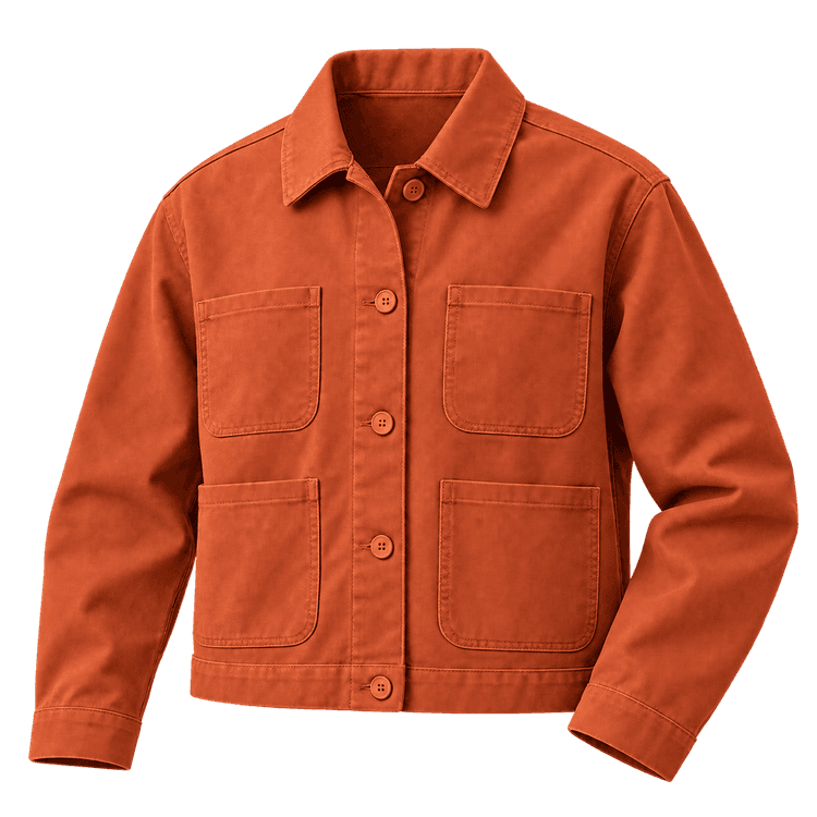 The same chore jacket in persimmon orange.